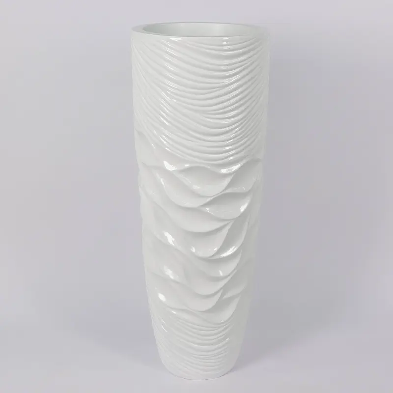 17.73 X 17.73 X 47.674"H Shiny White Planter