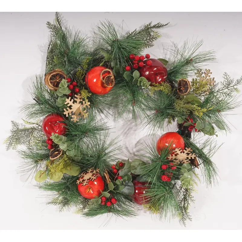 28 diameter Battery Operated Holiday Fruit Wreath