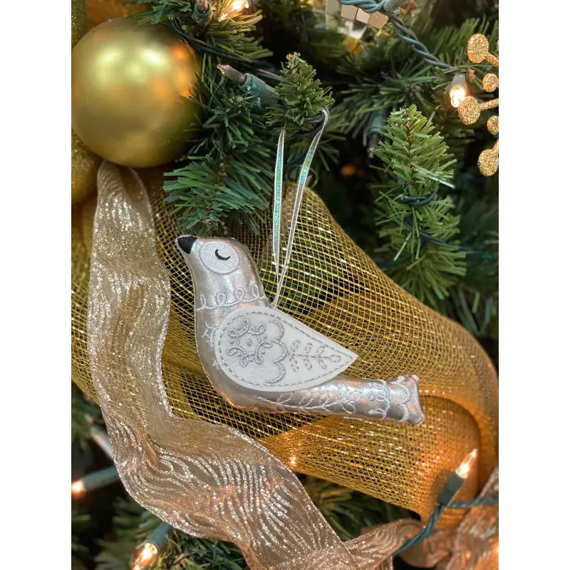 4" Embroidered Fabric Bird Ornaments