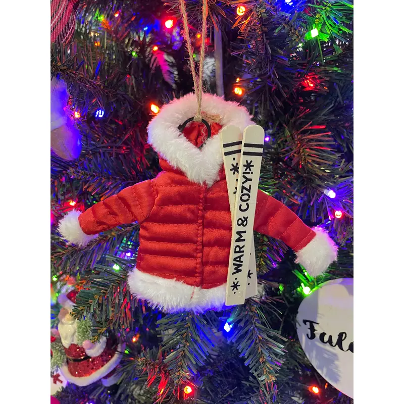 4" Fabric Ski Jacket Ornament - White