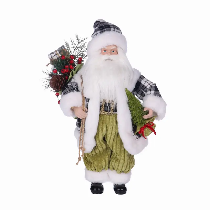 7.5 X 10 X 18"H PLAIDS SANTA SUITS SANTA