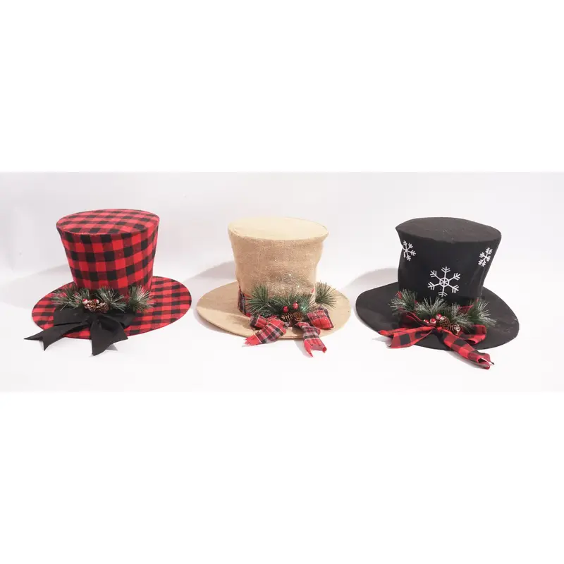 8" Tree Top Hat in Red/Burlap/Black