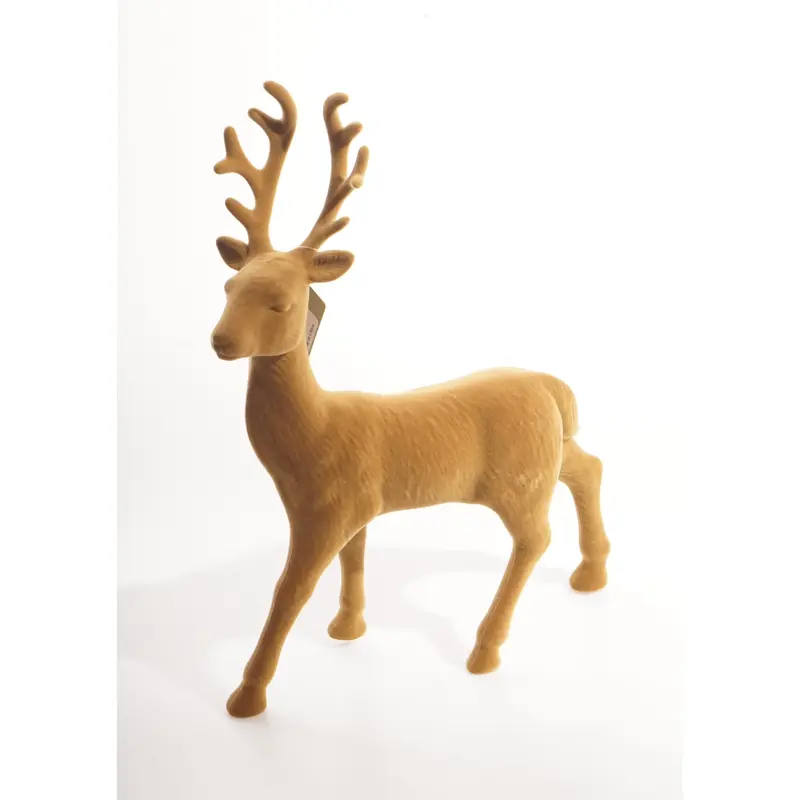 Flocked Deer Decorative Figurine Yellow