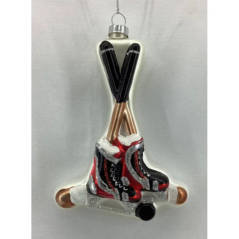 Glass Hockey Ornament
