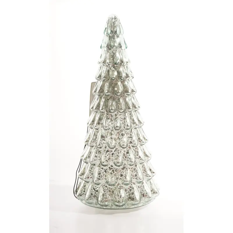 Lit Light Green Mercury Glass Tree - Medium