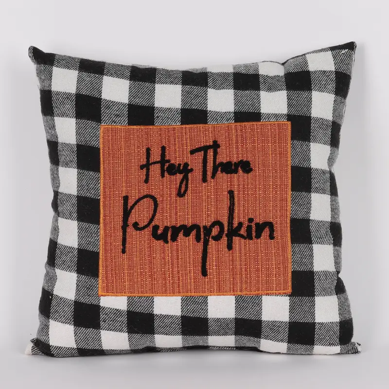 12 X 12 X 5.5"H BLACK/WHITE PLAIDS PILLOW