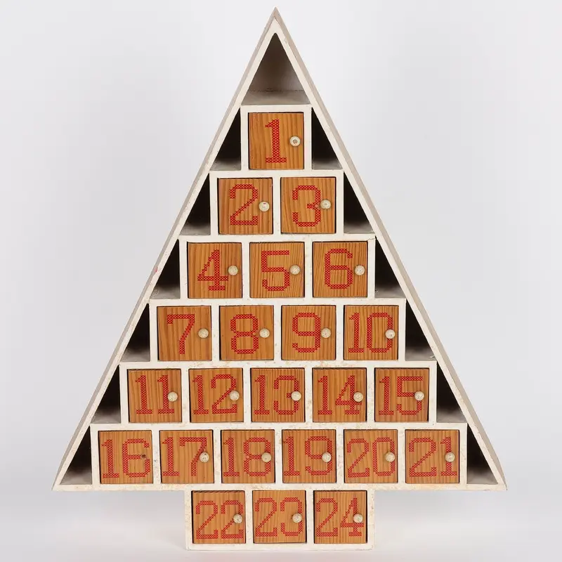 13 X 2.5 X 12.25"H TREE SHAPED CHRISTMAS ADVENT CALENDAR DECOR
