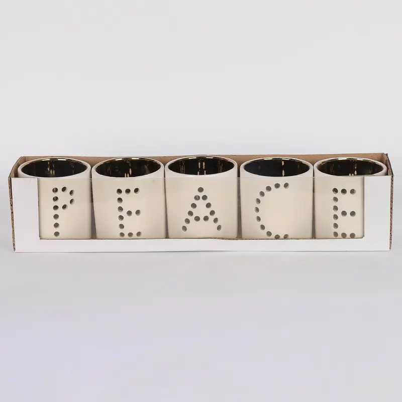 15.5 X 3.25 X 3.25"H PEACE CANDLE HOLDER