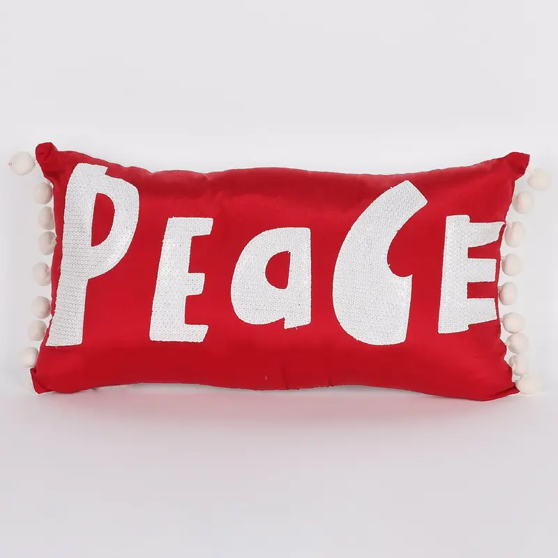 18 X 9.5 X 5.5"H RED W/WHITE PEACE PILLOW