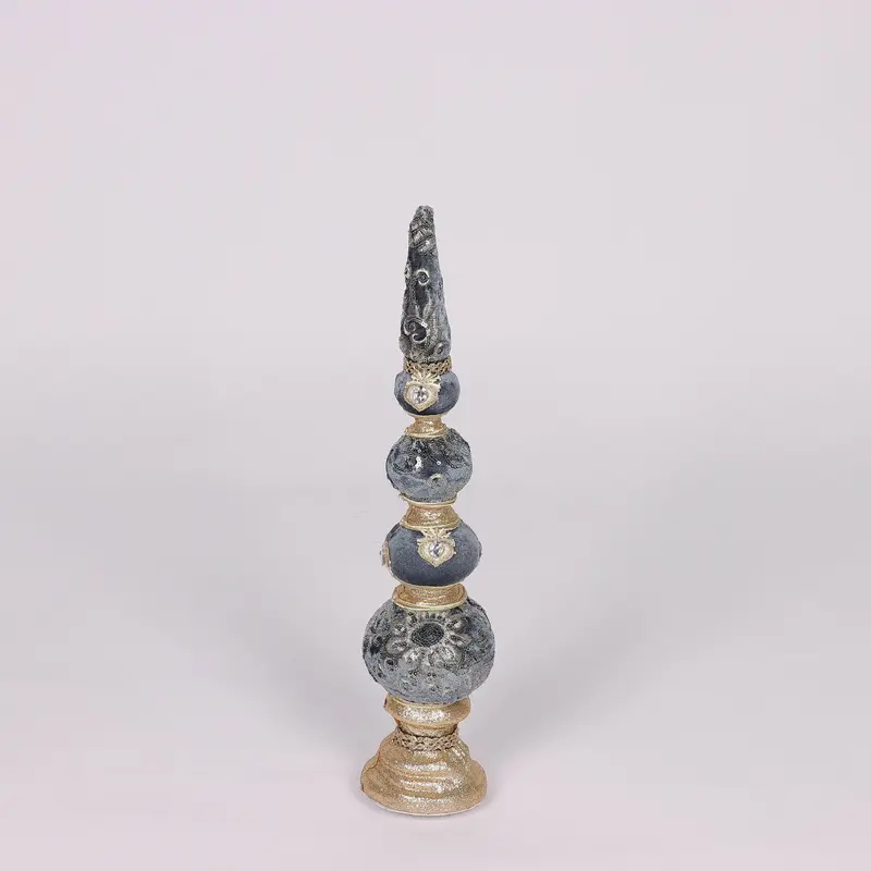 3.94 X 3.94 X 18.9"H BLUE/GOLD FINIAL TABLE TOP DECOR