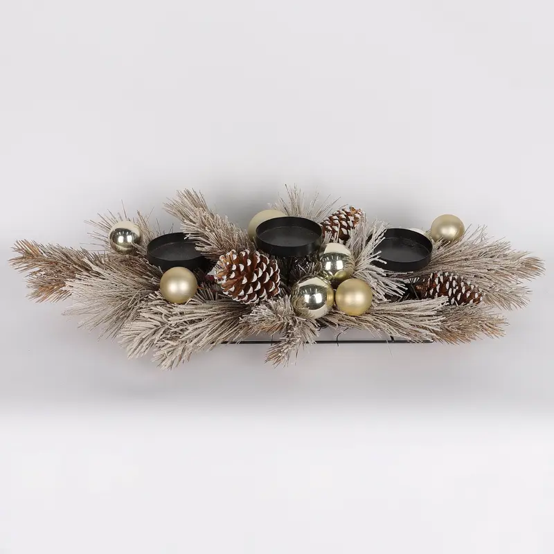 30.5 X 13 X 6"H CHRISTMAS CENTERPIECE W/CANDLE HOLDERS