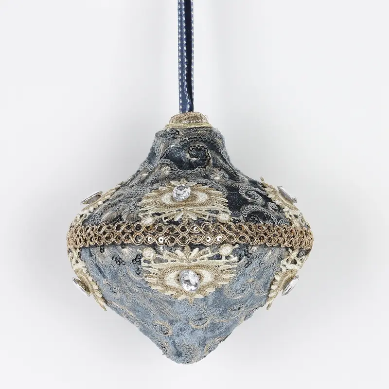 4.7 X 4.7 X 5.1"H BLUE FINIAL ORNAMENT