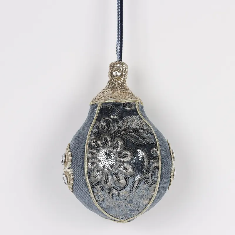 4.7 X 4.7 X 7.1"H BLUE FINIAL ORNAMENT