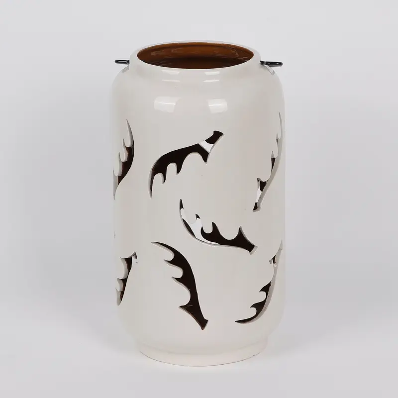 7 X 7 X 12"H ANTLERS WHITE CONTAINER DECOR