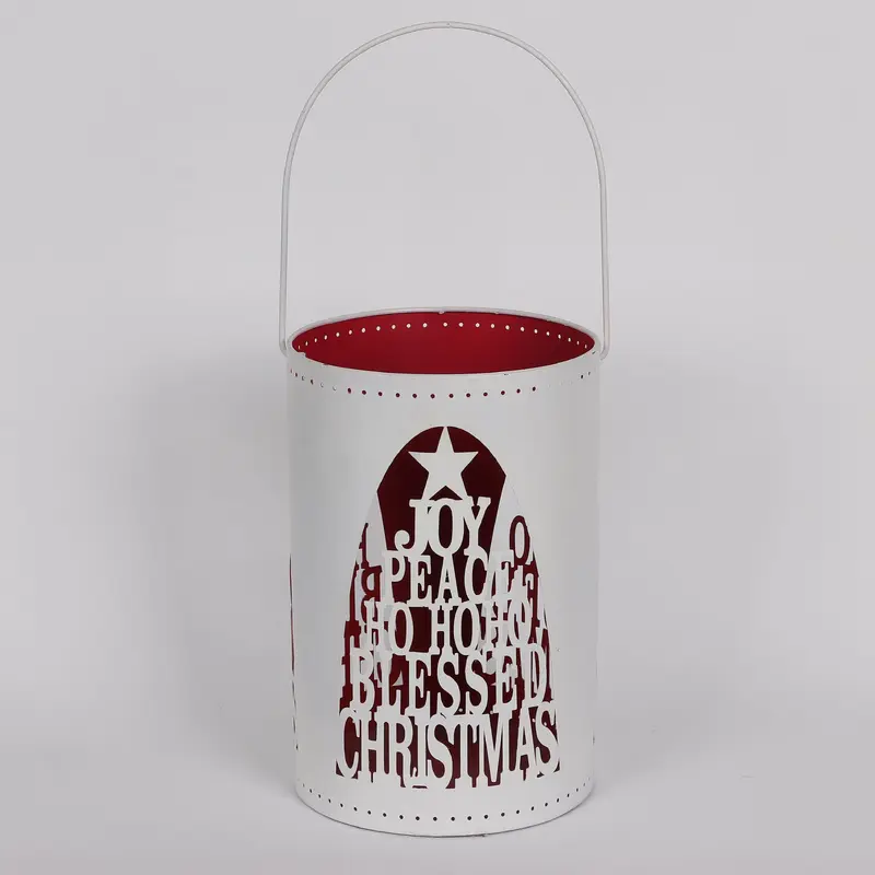 8 X 12"H CUTOUT X'MAS WORDINGS TREE WHITE CONTAINER DECOR