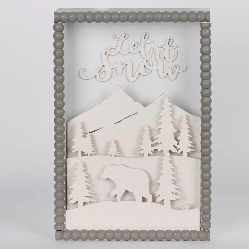 8 X 2.5 X 12"H HOLIDAY SNOW SCENE WALL DECOR