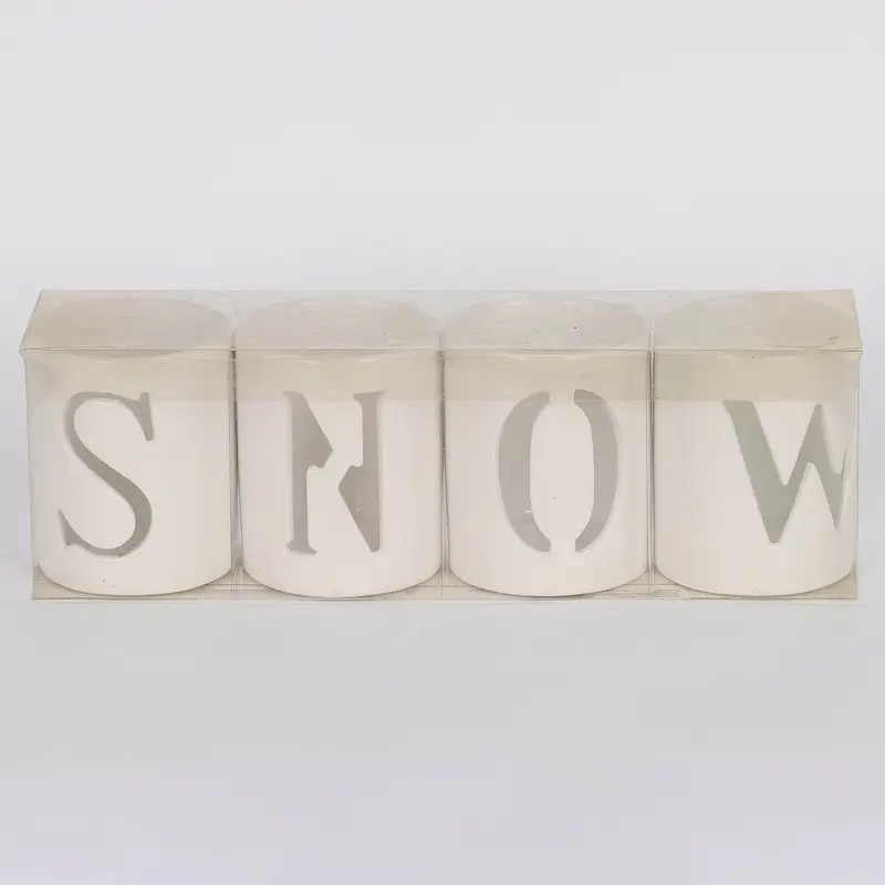 9.5 X 3 X 2.5"H SNOW CANDLE HOLDER