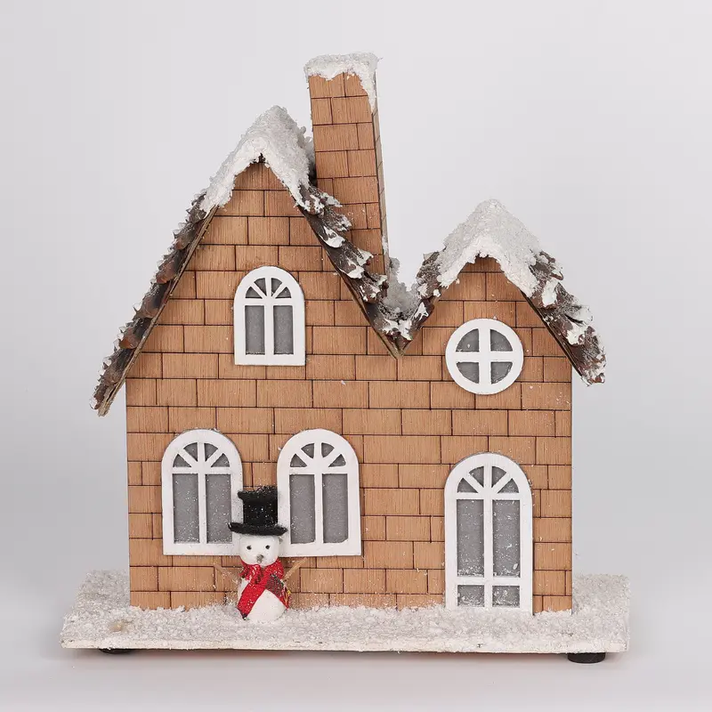 9 X 9 X 4"H HOUSE W/SNOWMAN TABLE DECOR