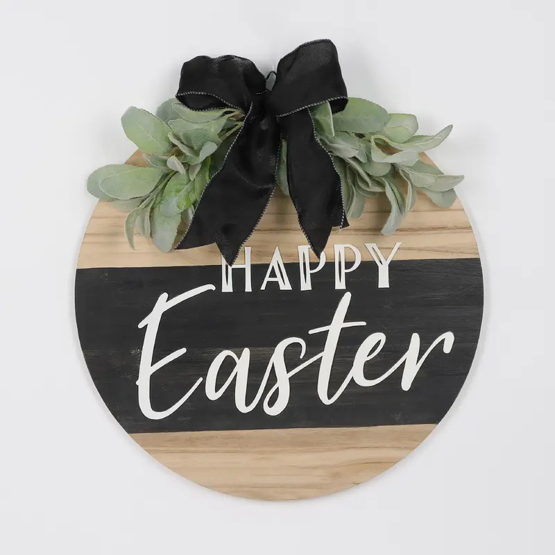 Easter Wooden Signage With Bow