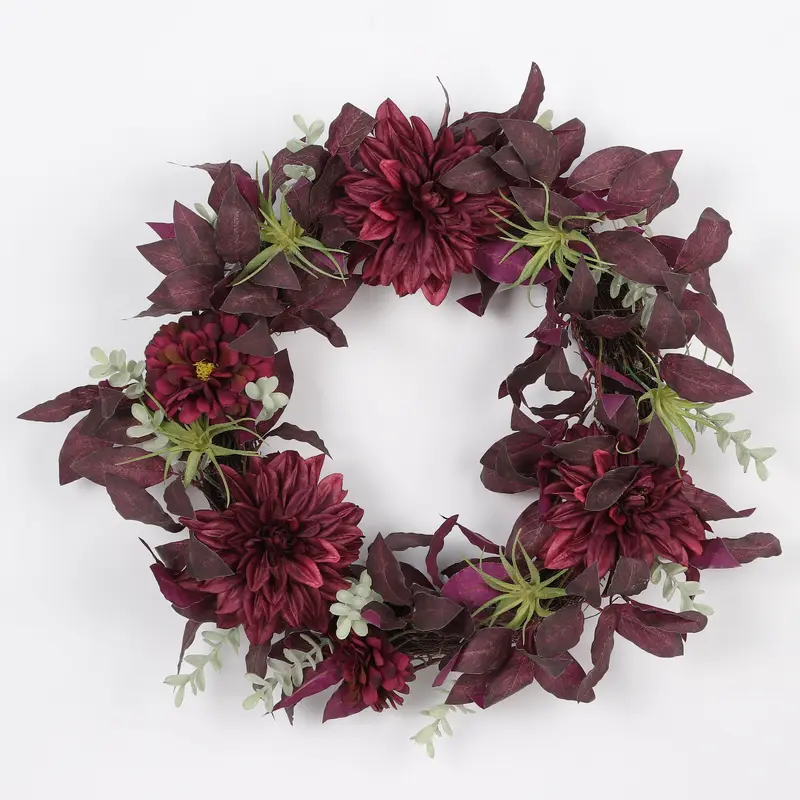 Spring Burgundy Leaves Wreath