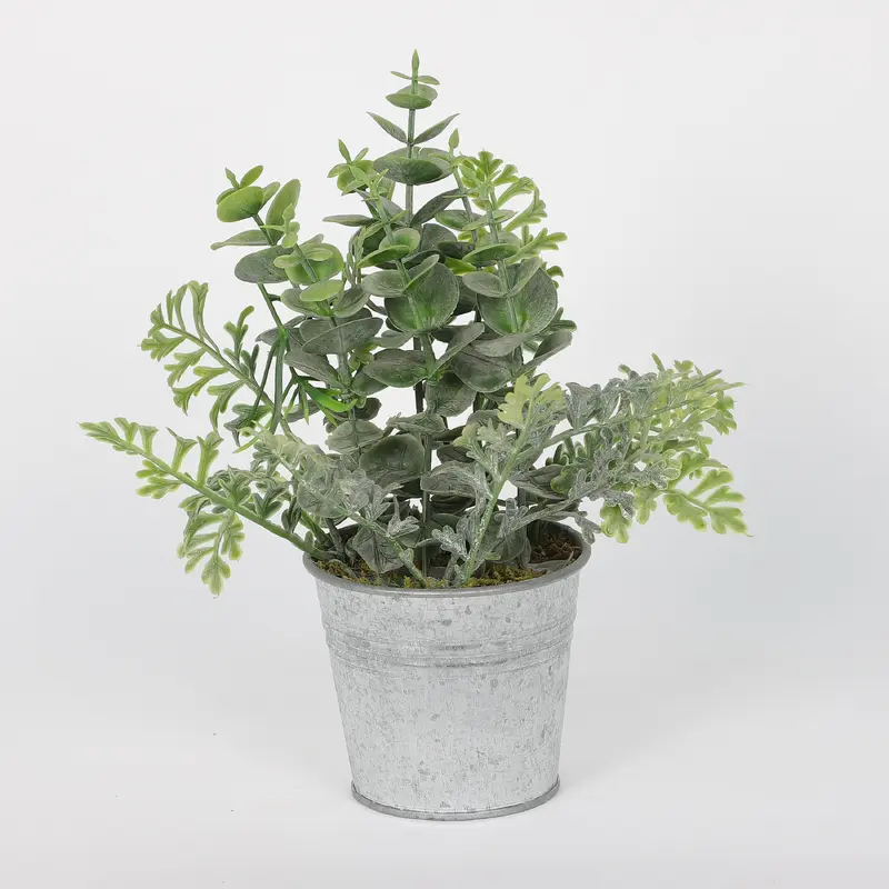 Spring Greeneries Frosted on Tin pot