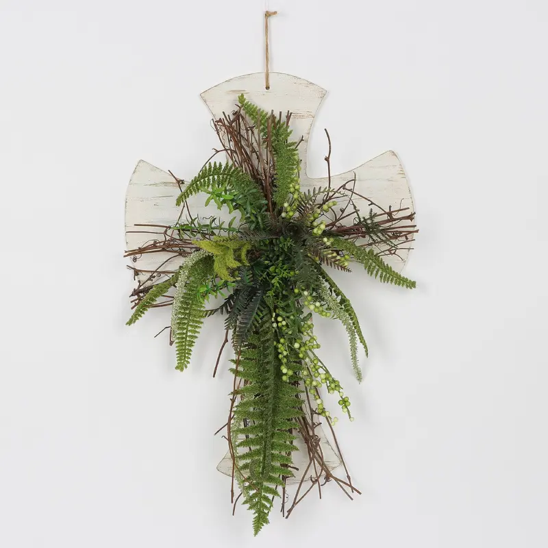 Spring Hanging Greeneries on Cross Base