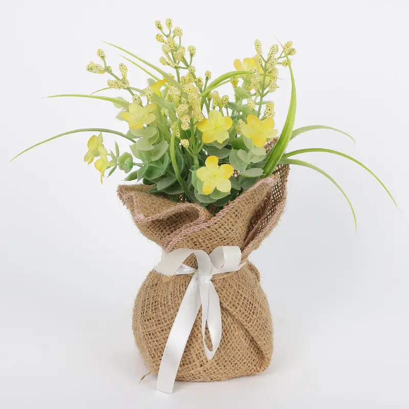 Spring Yellow/Green Florals with Jute Base