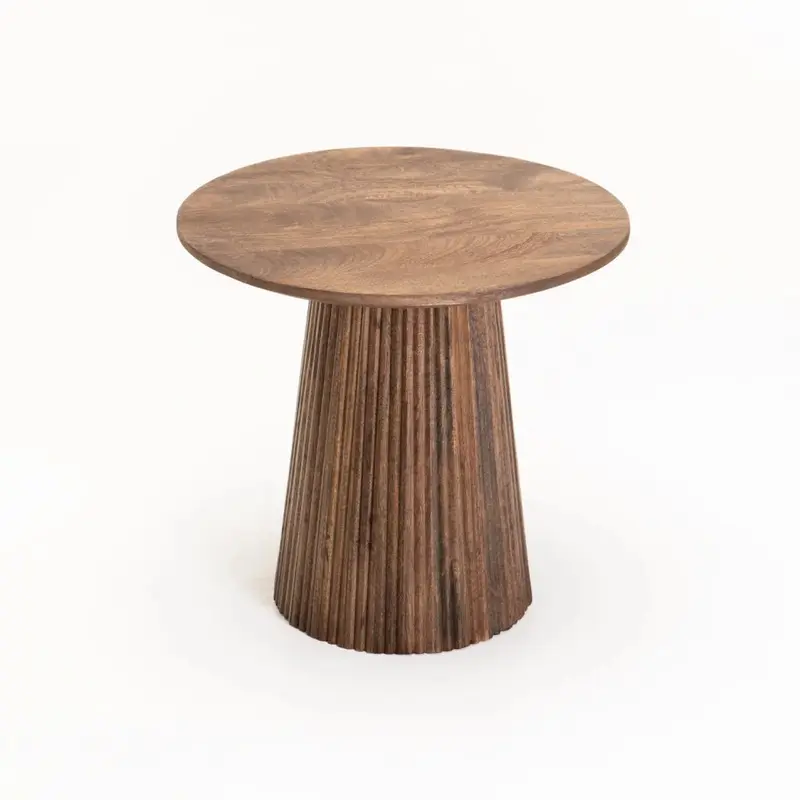 GOA 50cm ROUND SOLID WOOD SIDE TABLE