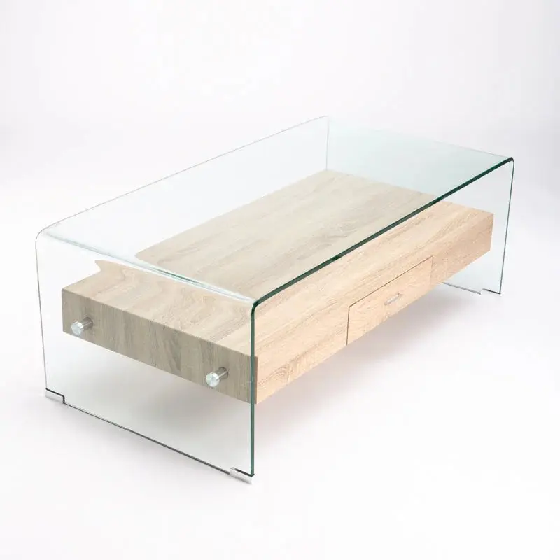 IVY 120x60cm 12MM TEMPERED GLASS COFFEE TABLE WITH DRAWER