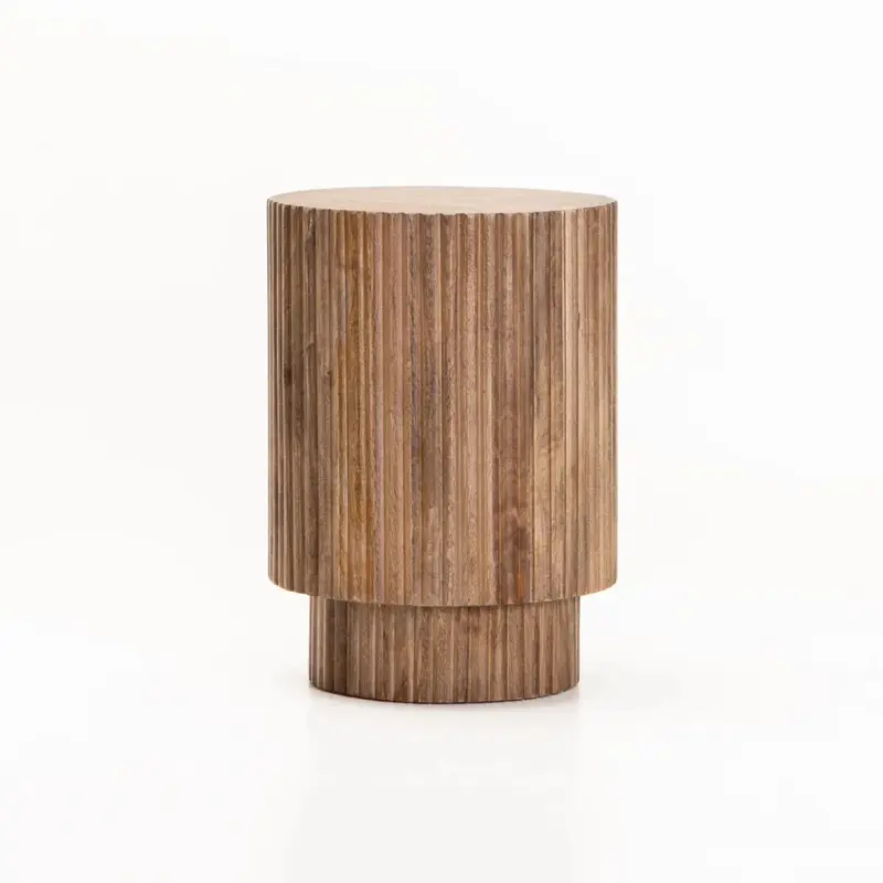 KAVI 35cm ROUND SOLID WOOD SIDE TABLE