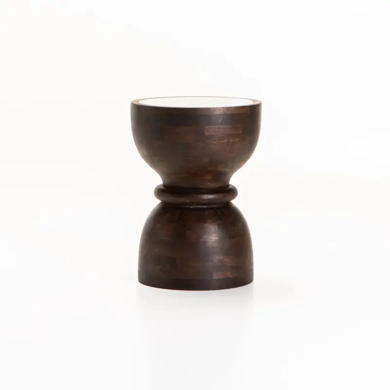 TAJ MARBLE & SOLID WOOD SIDE TABLE