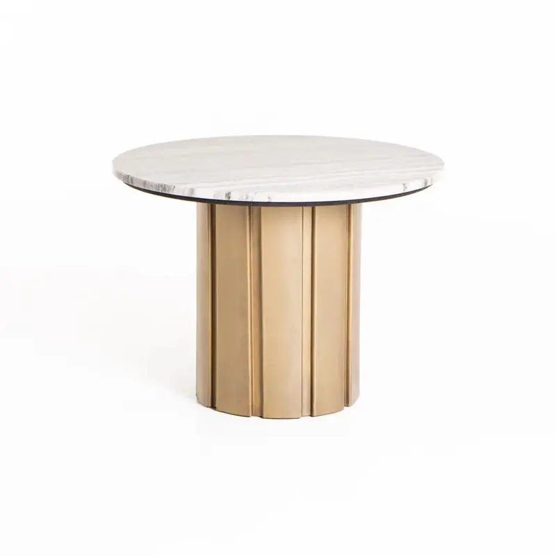 VIN 60cm ROUND STONE TOP COFFEE TABLE 43cm H