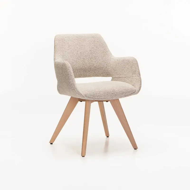 KIARA WOODEN DINING CHAIR - SPECKLED OATMEAL