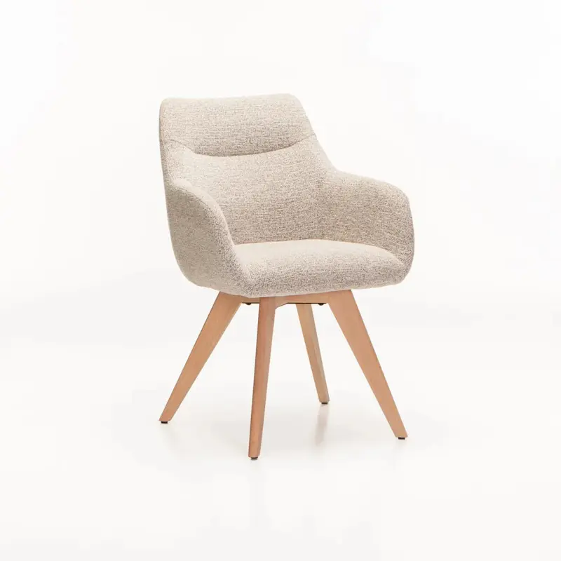 NELLA WOODEN DINING CHAIR - SPECKLED STONE