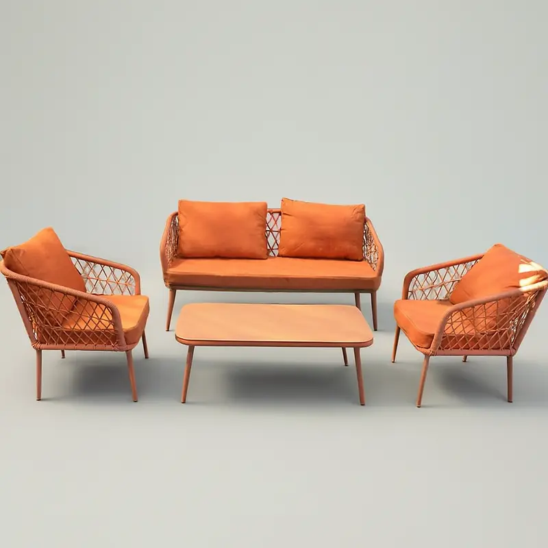 Odette 4 Pce Rope Outdoor Sofa Set Rs-120, Rd-120