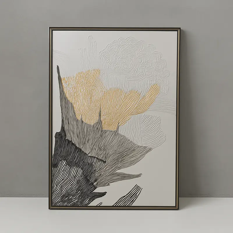 3D On Silk Black & Gold Framed Wall Art