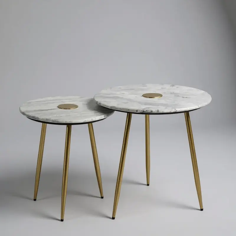 Kloe Set of 2 Side Table Marble Top Morcheena