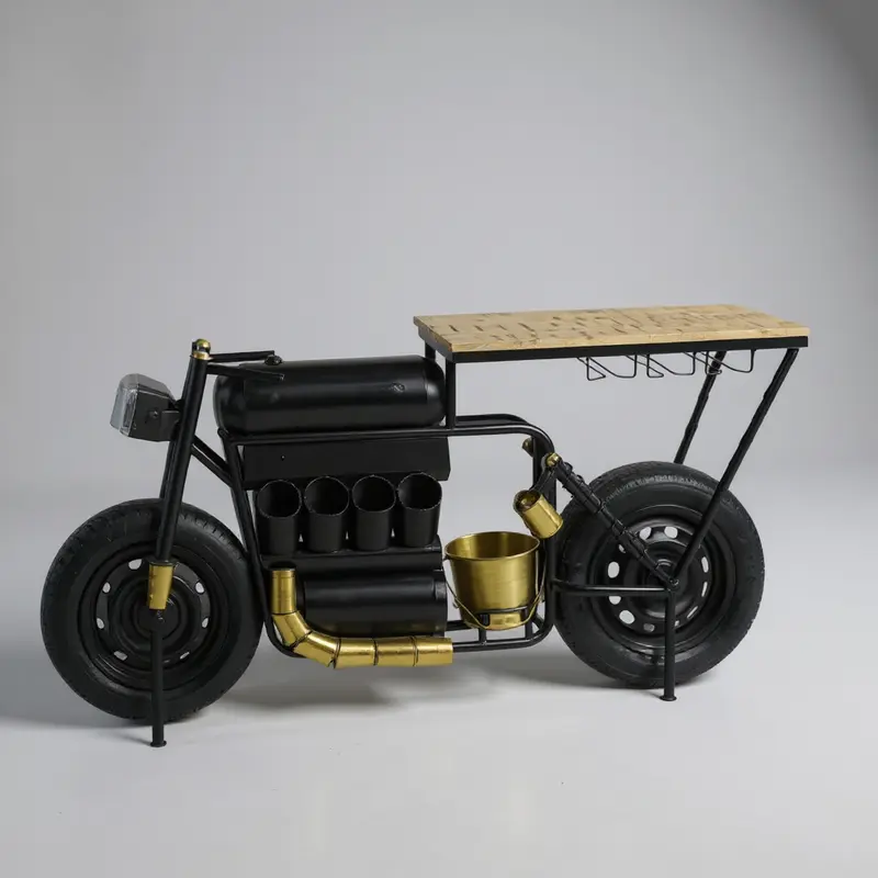 Bombay Iron Wooden Bike Bar Table A1225