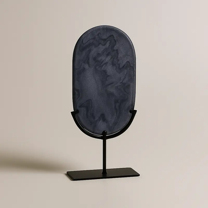 Marble Sculpture On Iron Base Gry/Blk Al-24776A