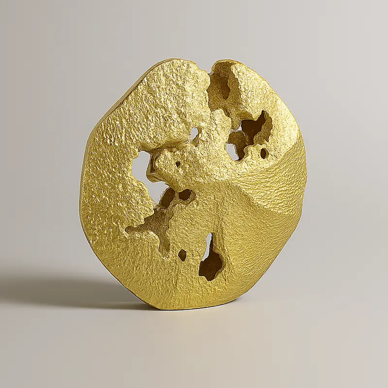 Round Vase Jute Lg Gold Al-23829B