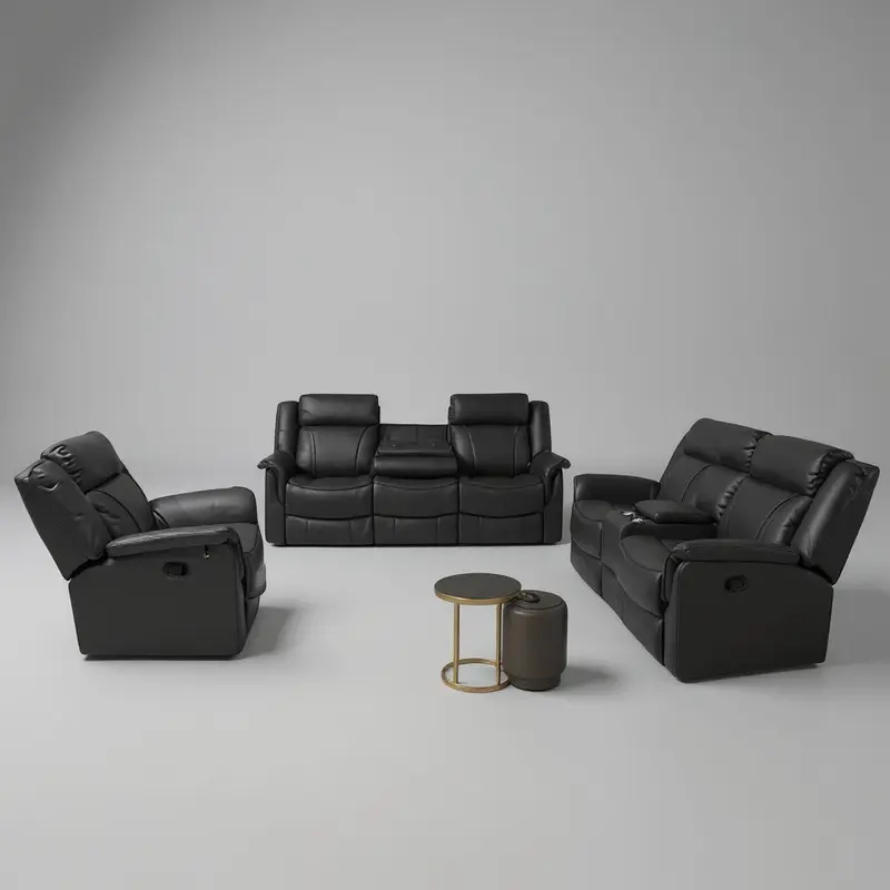 Romano Full Leather Motion Sofa Set