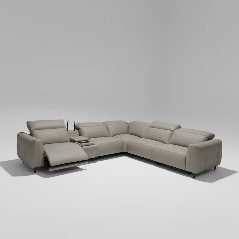 Salvino Full Leather Corner Motion Sofa Set