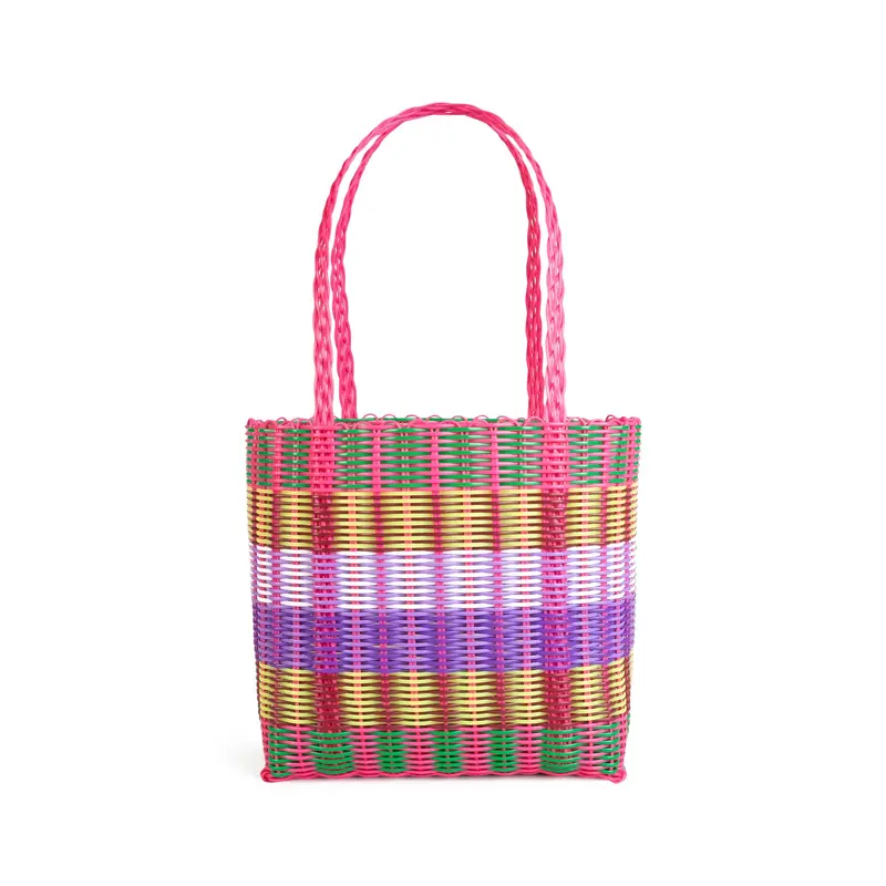 Rayas Multi-Colored Recycled Plastic Basket Bag - Loco Rosa