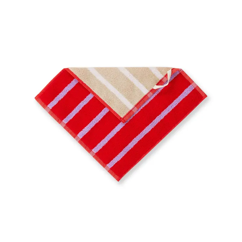 Dusen Dusen Cotton Towel - Porcelain Stripe (Red/ Tan)