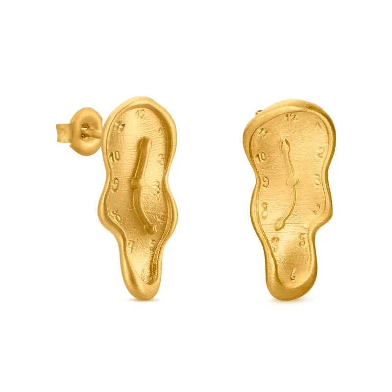 Salvador Dal Gold-Plated Melting Clock Post Earrings - Gold
