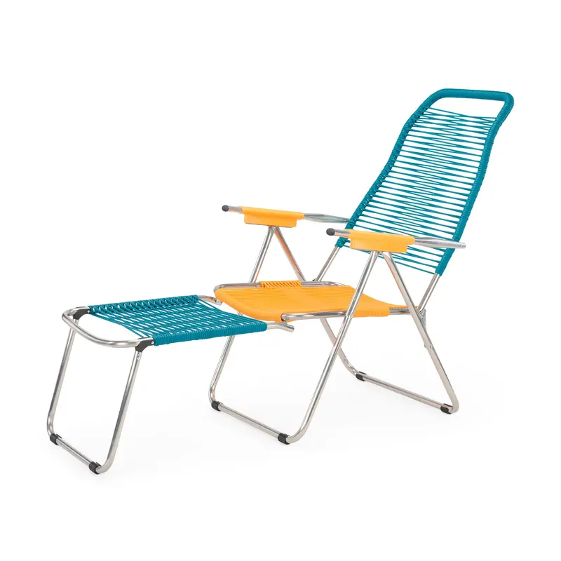 Spaghetti Outdoor Lounge Chair - Teal/ Yellow