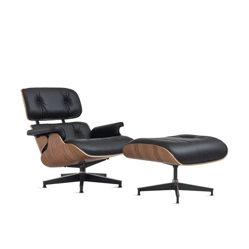 Eames Lounge Chair and Ottoman from Herman Miller - Walnut/ Black Bamboo Leather