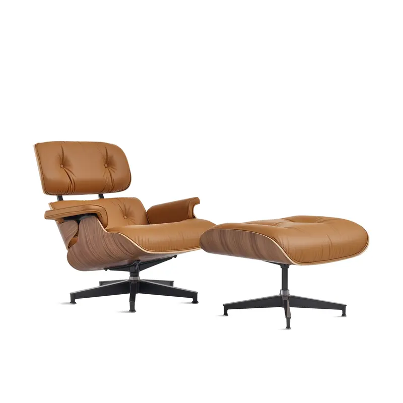 Eames Lounge Chair and Ottoman from Herman Miller - Walnut/ Russet Bamboo Leather