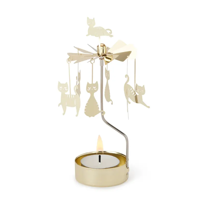 Rotary Cat Family Tea Light Candle Holder