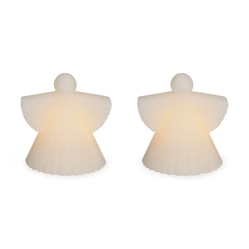 Small LED Lighted Wax Angels - Set of 2